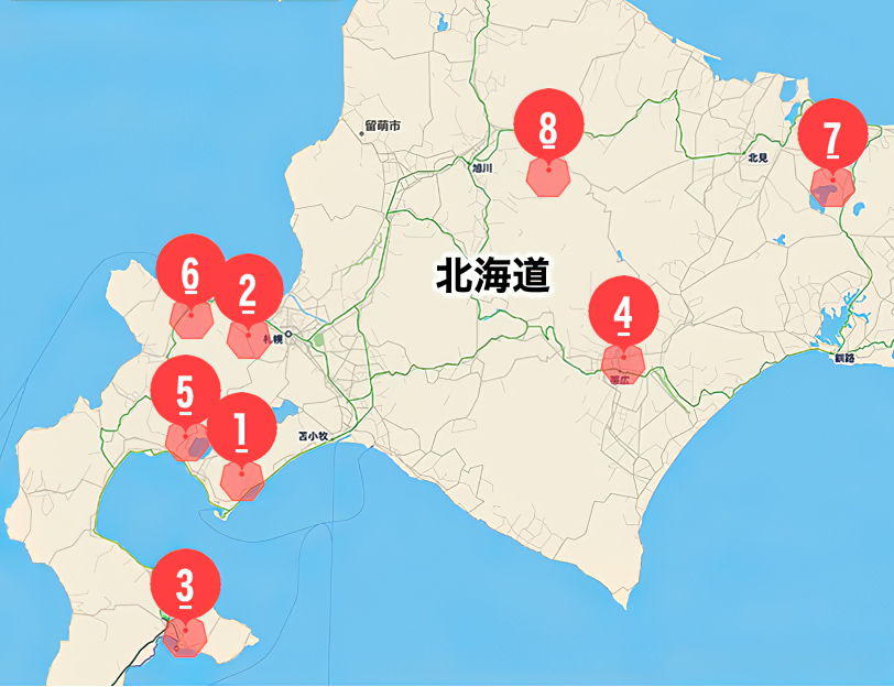 北海道 日帰り 温泉 地図