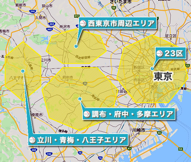 東京 スーパー銭湯 全体地図