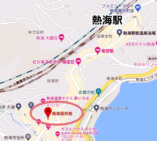 熱海温泉 福島屋旅館 日帰り 地図