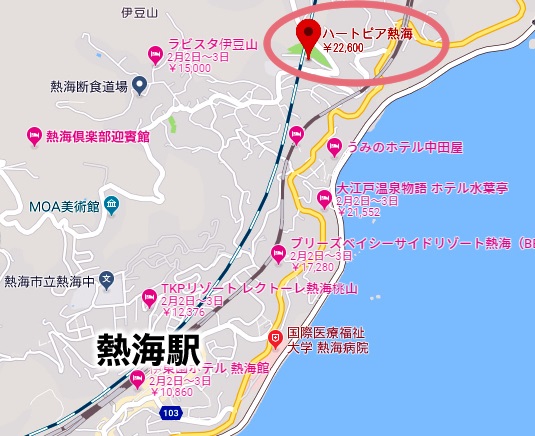 熱海温泉 ハートピア熱海 日帰り 地図