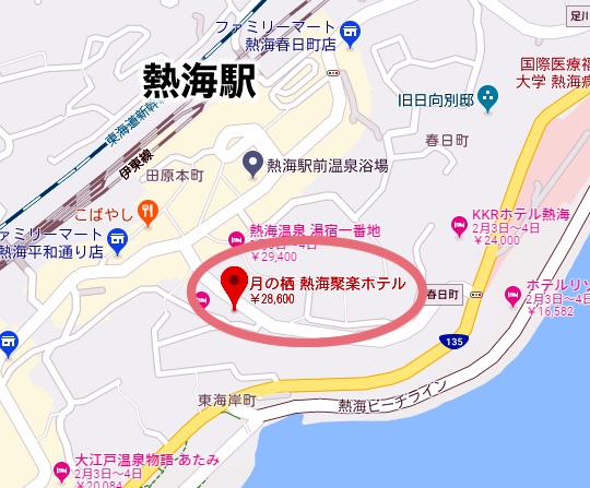 熱海温泉 聚楽ホテル 日帰り 地図