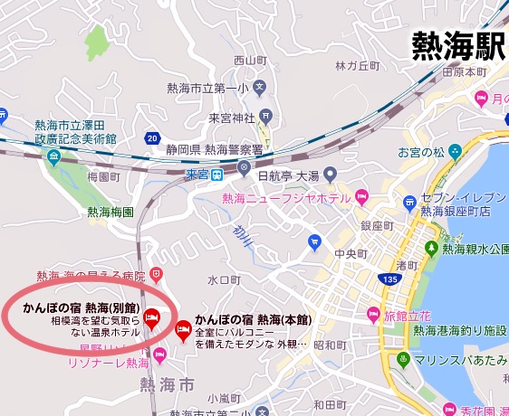 熱海温泉 かんぽの宿熱海別館 日帰り 地図