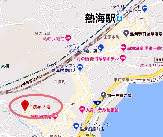 熱海温泉 日航亭大湯 日帰り 地図