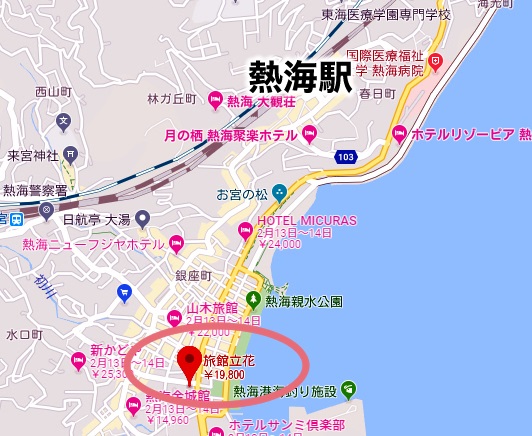 熱海温泉 旅館立花 日帰り 地図
