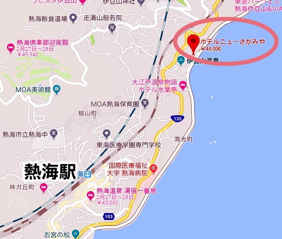 熱海温泉 ホテルニューさがみや 日帰り 地図