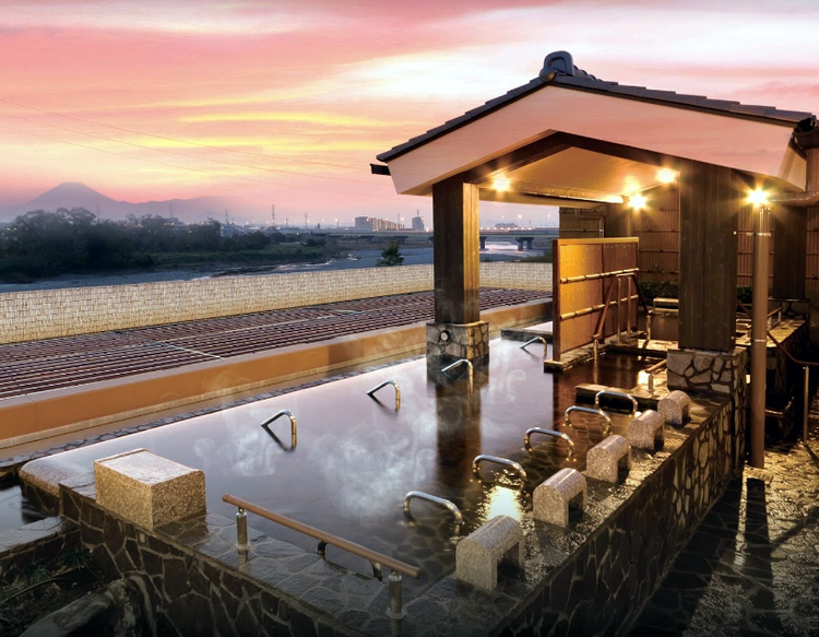 スーパー銭湯 東京 国立温泉湯楽の里 富士山が見える展望露天風呂