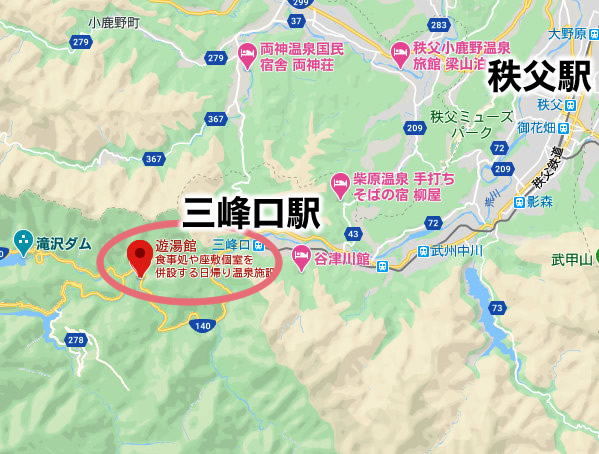 秩父温泉 遊湯館 日帰り 地図