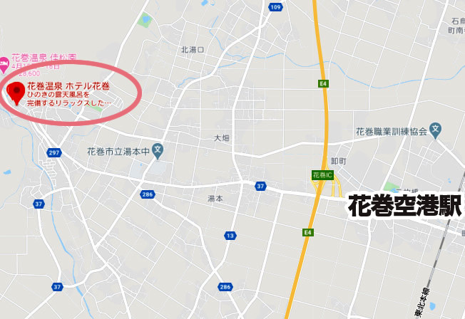 花巻温泉 ホテル花巻 日帰り 地図