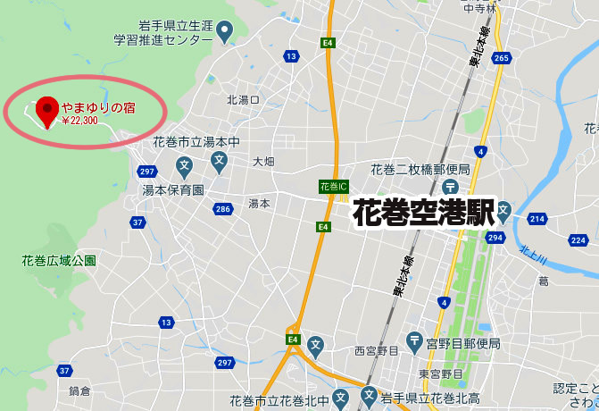 花巻温泉 やまゆりの宿 日帰り 地図