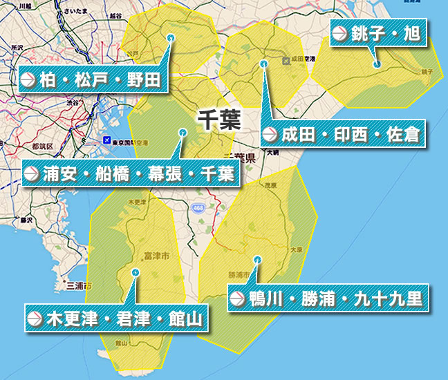 千葉 スーパー銭湯 全体地図