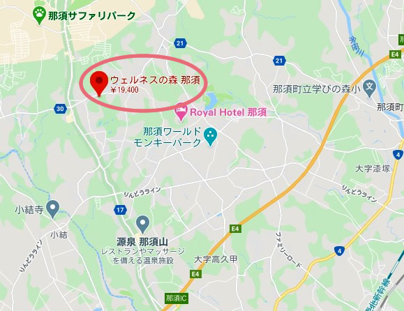 那須 ウェルネスの森那須 日帰り 地図