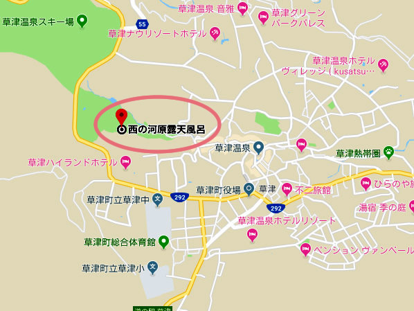 草津温泉 西の河原露天風呂 日帰り 地図